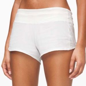 White Lululemon Speed Up Shorts